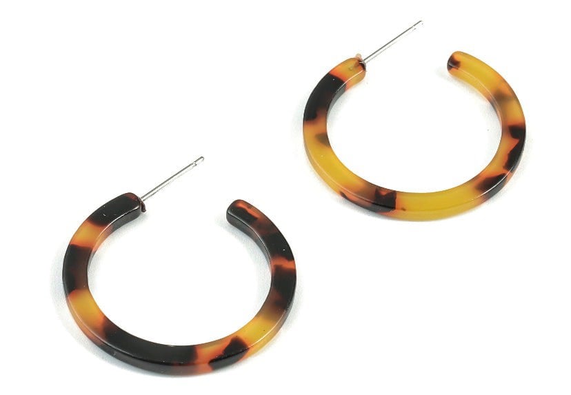 One Of A Kind Club Turtoiseshell thin small hoop acrylic earrings