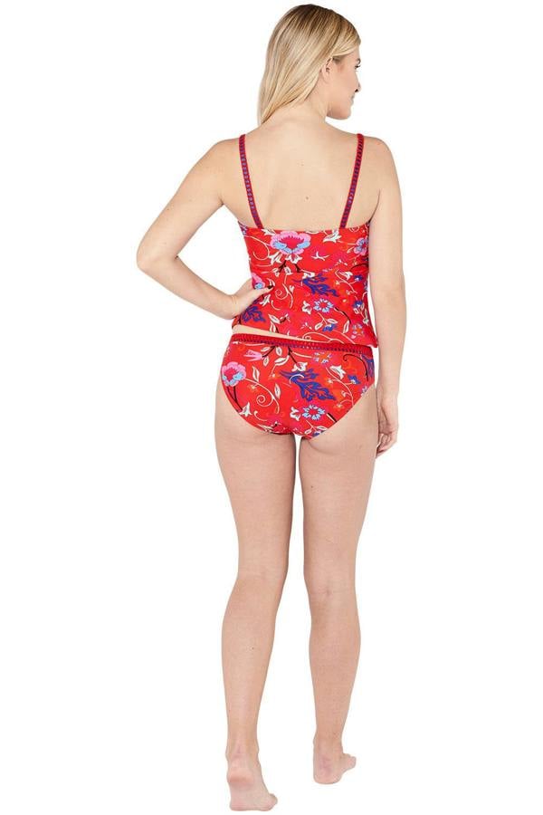 Red Blanket Stitch Tankini Top Back Full Set