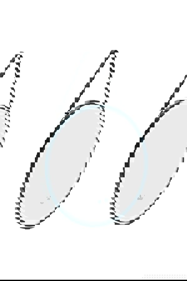 Living and Home D60cm Round Metal LED Mirror with Hanging Strap