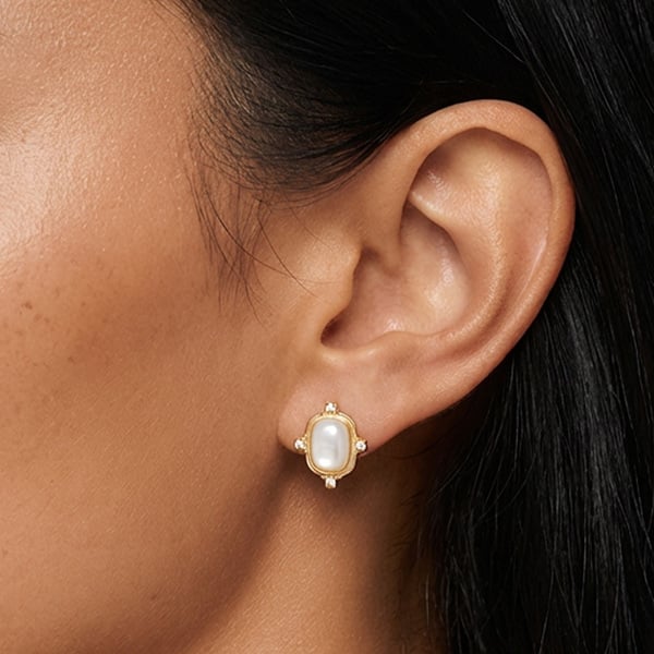 MUCHV White Heirloom Stud Earrings