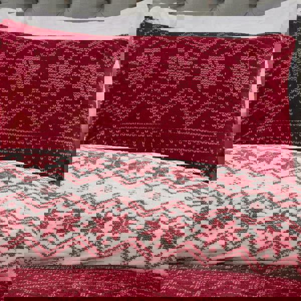 Smart Living Fairisle Flannel Fleece Reversible Duvet - Red