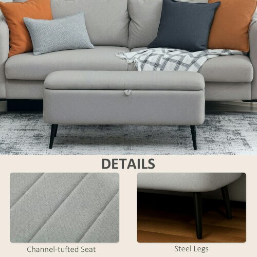 Wyld Haus Harika Linen Look Light Grey Storage Ottoman