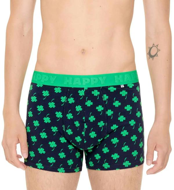 Happy Socks 4-Leaf Clover Boxer Trunk, Navy
