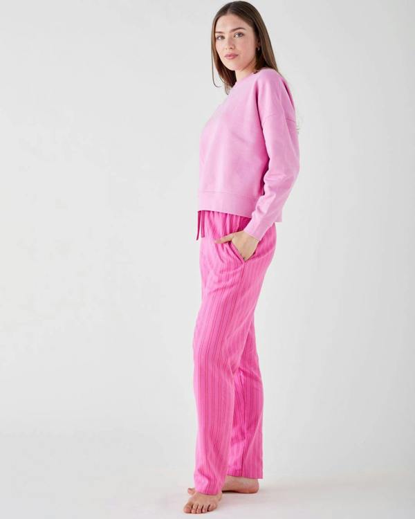 British Boxers Women's Brushed Cotton Pyjama Trousers – Westwood Raspberry Stripe