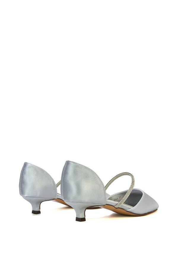 XY LONDON Diamante Strap Kitten Heel Pointed Toe Court Shoes