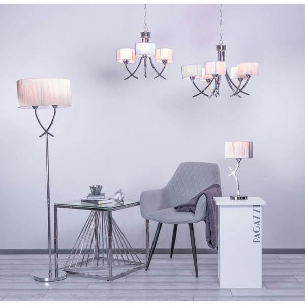 Pagazzi Lighting Justina Polished Chrome Wall Light with Silver String Shade