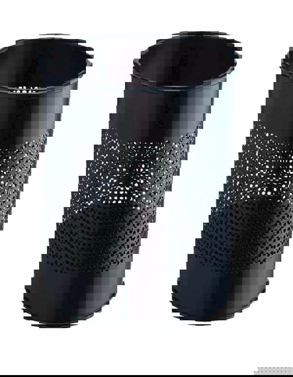 Durable Round Steel Waste Bin | 165mm Perforated Ring | 15L | Black