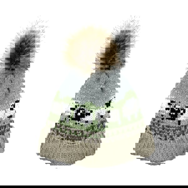 Aran Traditions Aran Knitted Pom Pom Sheep Beanie