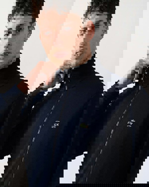 Lacoste Regular Fit Brushed Fleece Mens Zippered Sweatshirt - Navy Blue 166