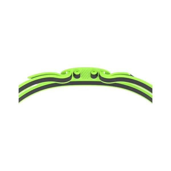 Speedo Vanquisher 3.0 mirrored swim goggle with neon green grip wristband