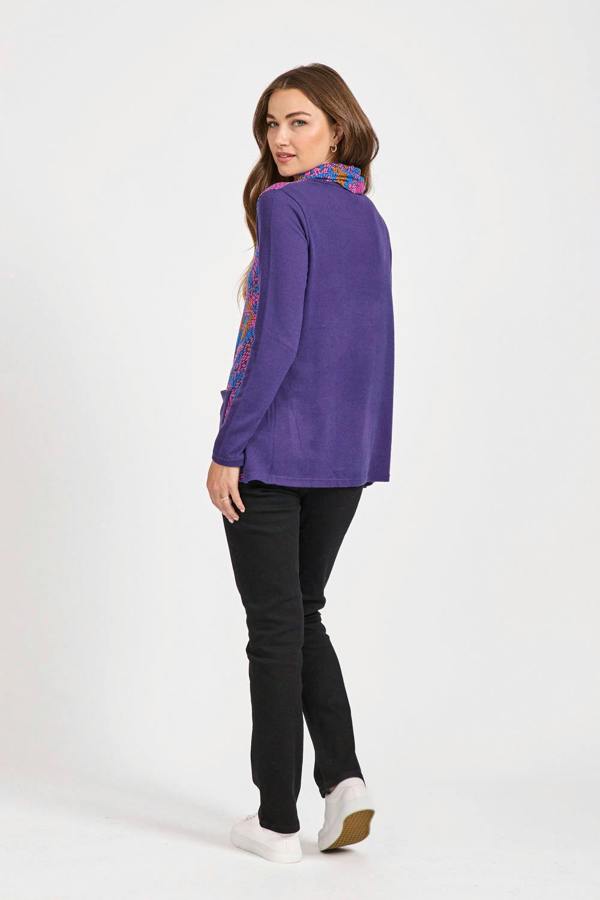 Mudflower Abstract Print Cowl Neck Top
