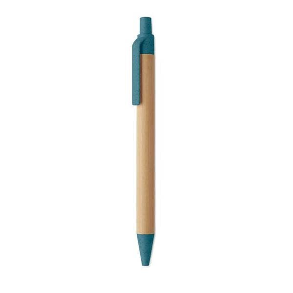 MidOcean Itea Colour Push Button Bamboo & Wheat Straw Ballpoint Pen - Blue - 
