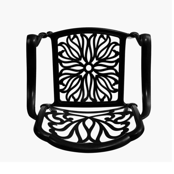 Set of 2 Outdoor Cast Aluminum Dining Chairs with Cushions Garden Seating Living and Home