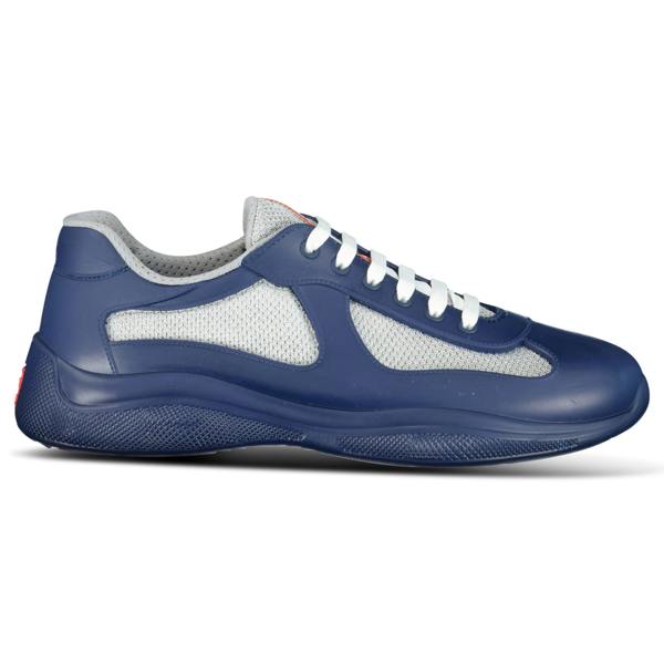 Prada Americas Cup Sneakers Soft Rubber Navy & Grey Mesh - chancefashionco