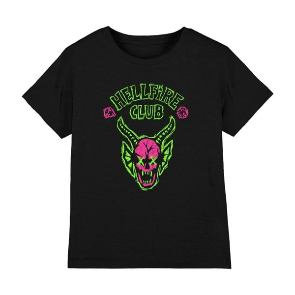Stranger Things Kids Hellfire Sketch Logo T-Shirt - Black
