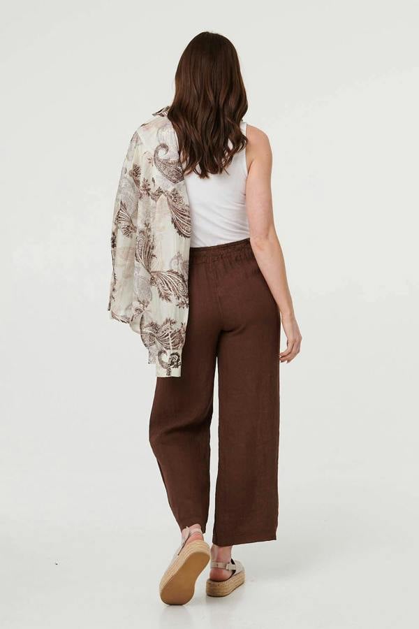 Brown | High Waist Wide Ankle Length Trousers