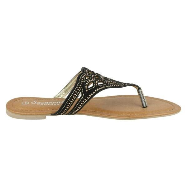 Savannah Ladies Savannah Jewelled Toe Post Sandals