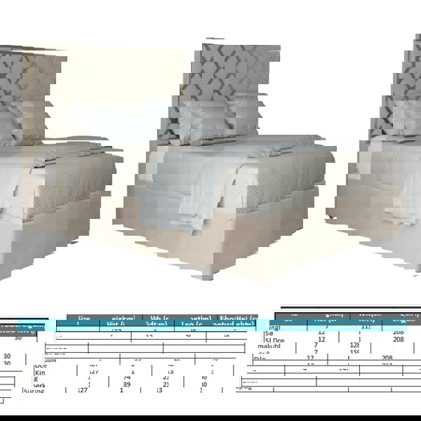 Casa Magna Tammy Upholstered Soft Velvet Metal Bed Frame - Cream