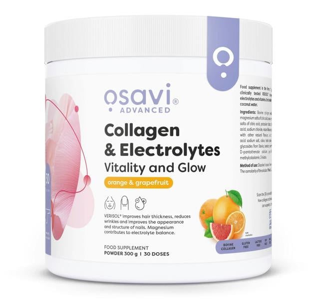Osavi Collagen Electrolytes Vitality and Glow, Orange & Grapefruit - 300g