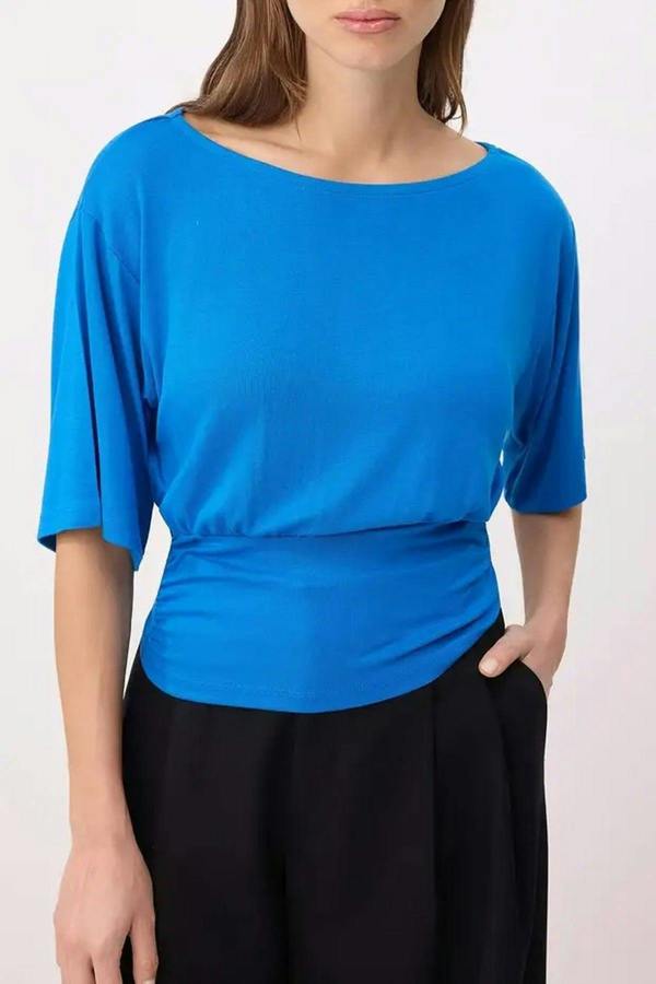 Asymmetric Neck Regular Fit Soft Touch Knit Blouse
