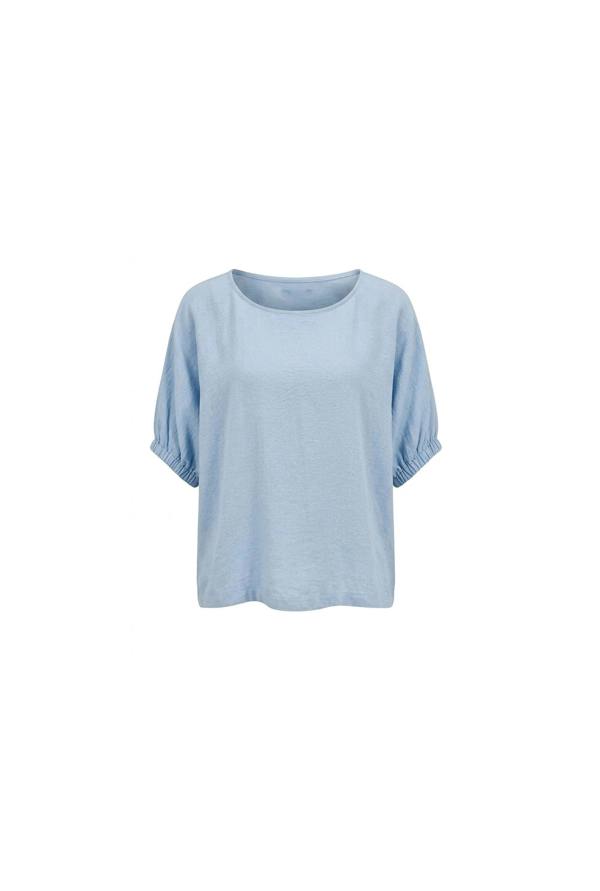 James Lakeland Relaxed Gathered Sleeve Top – Powder Blue