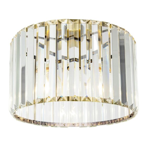 Happy Homewares Modern Chic Antique Brass and Clear Crystal Glass Flush Ceiling Light
