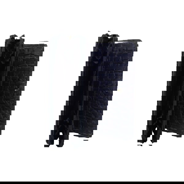 Assots London 'JOLLY' Navy Croc Real Leather Designer Zip-Top Wallet