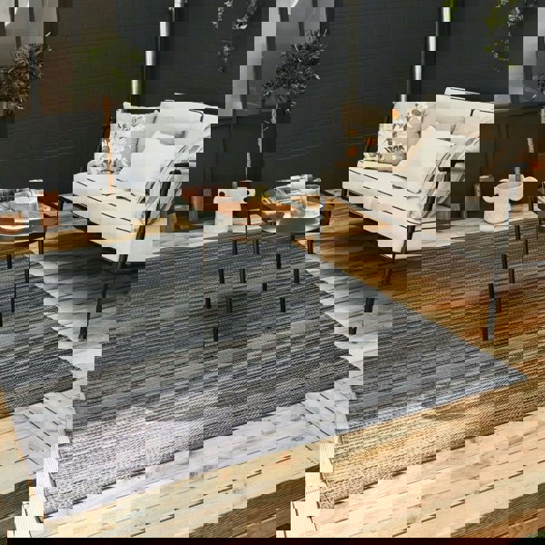 Rainbow Outdoor Rug Dark Grey |Vibrant Patio Decor |The Rugs