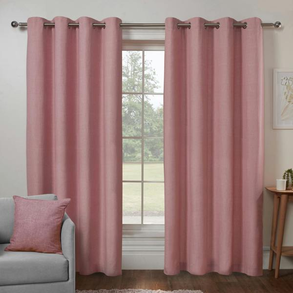 Smart Living Textured Print Eyelet Curtain - Blush