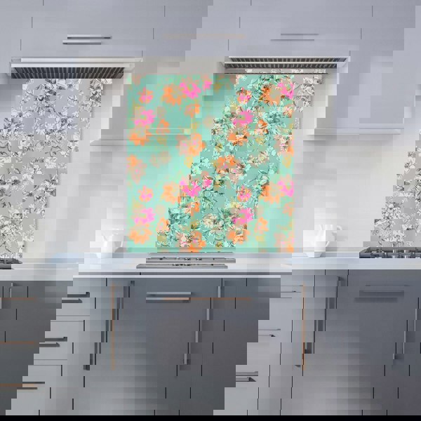 Warren Reed - Designer Bright Flower Sketch Kitchen Splashback