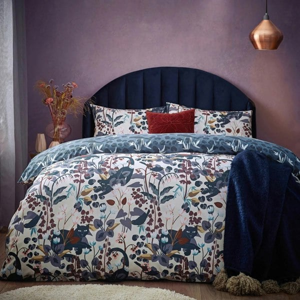 Furn Midnight Reversible Panther Duvet Cover Set - Dusky Blue