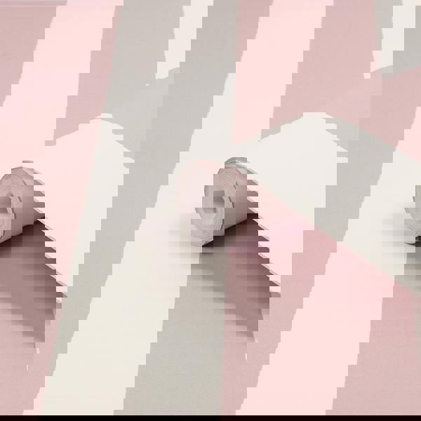 Joules Harborough Stripe Wallpaper - Pink - 10m