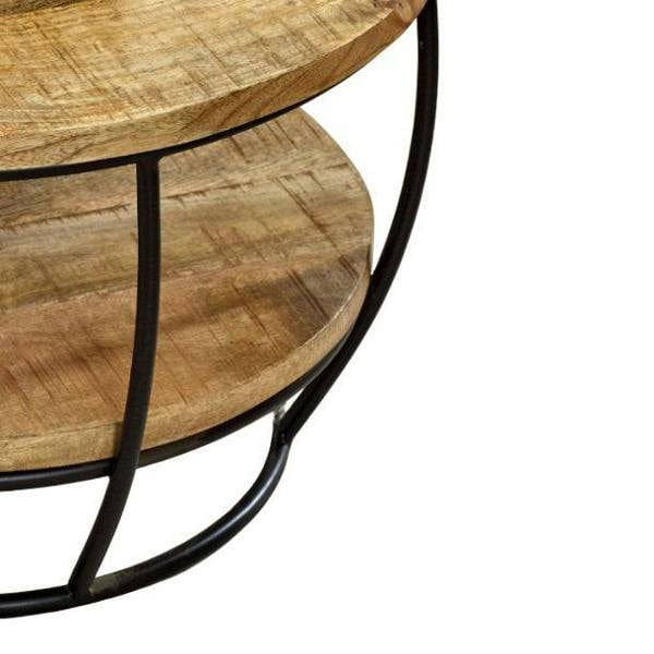 Wyld Haus California Solid Wood and Metal Round Coffee Table With Shelf