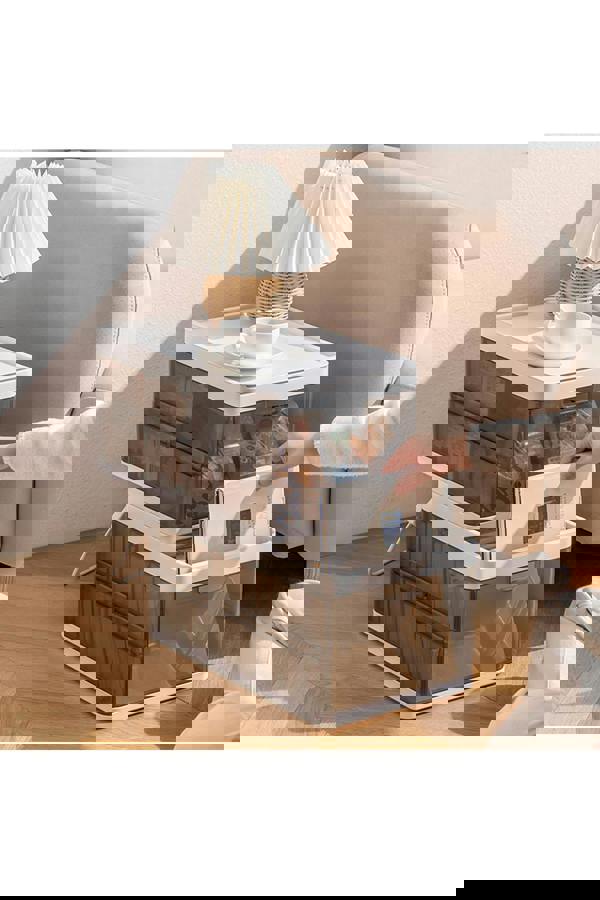 Living and Home Folding Clothes Organiser Wardrobe Drawer Storage Box with 9 Dividers & Lid