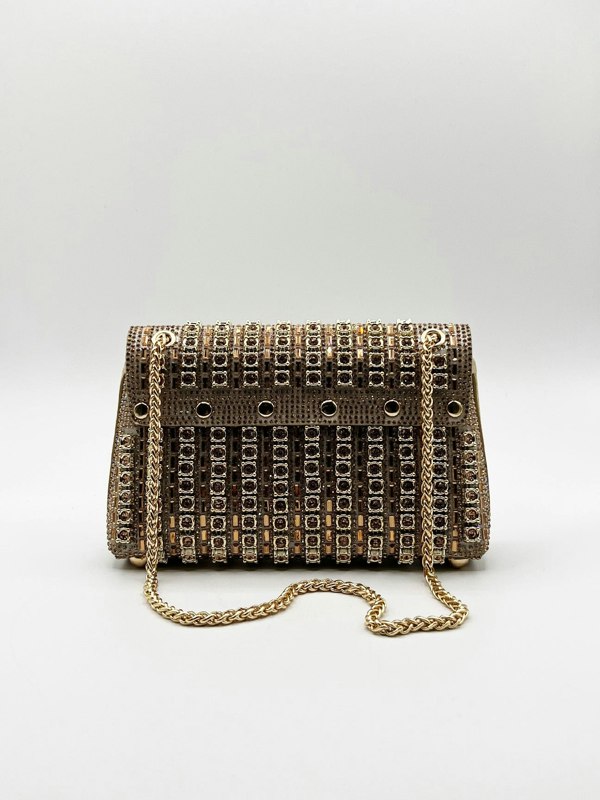 SVNX Gold Embellished Shoulder Bag