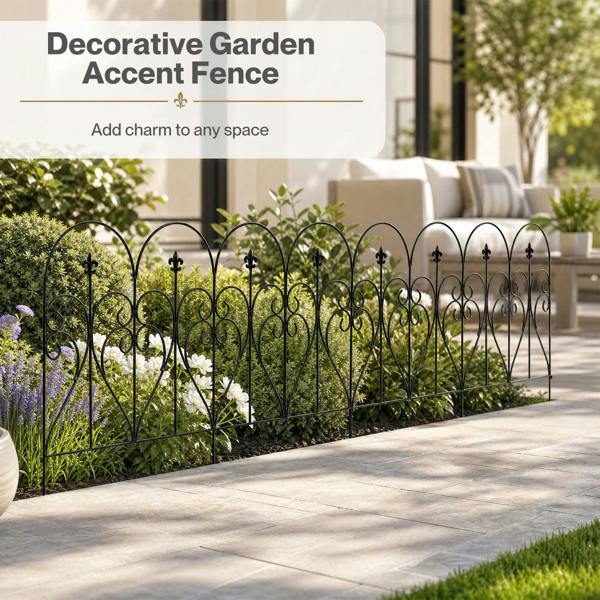 Mountview Fence Dog Fence Outdoor Garden Fence 5Pc Rustproof Steel Yard Black