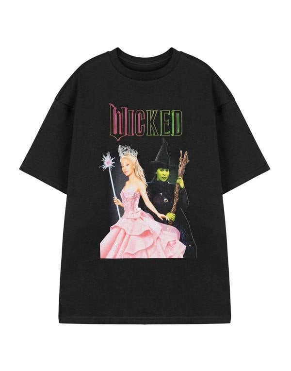 Wicked Womens Black Glinda & Elphaba Short Sleeved T-Shirt