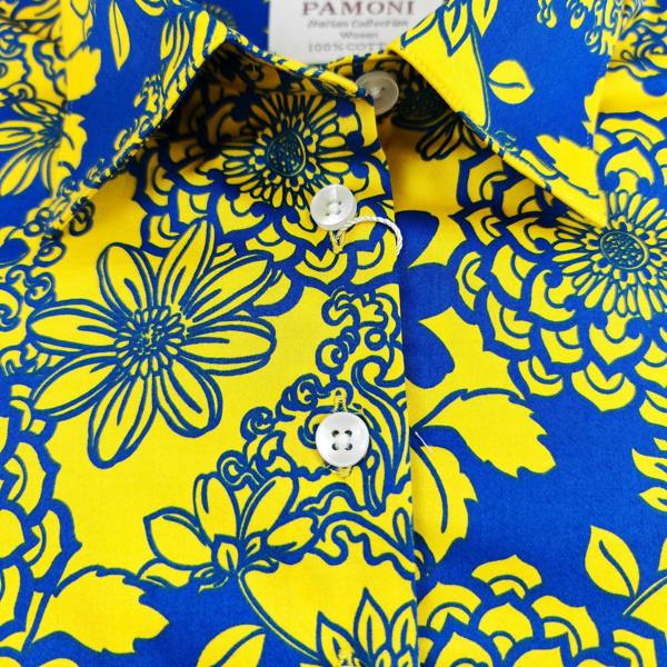 Yellow Blue Floral Print Shirt
