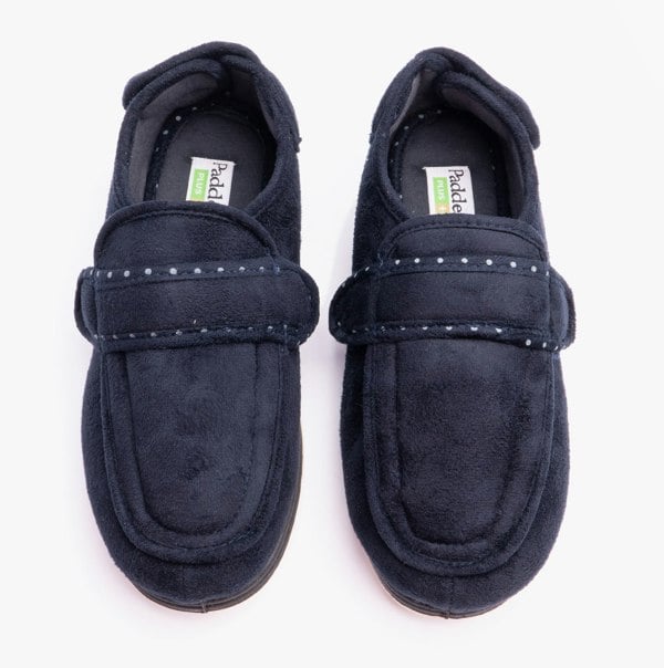 Padders ENFOLD Womens (EE Fit) Touch Fasten Full Slippers Navy
