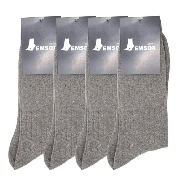 Jemsox 4 Pack - Premium Fine Ribbed Men’s Wedding & Formal Socks – Light Grey Marl