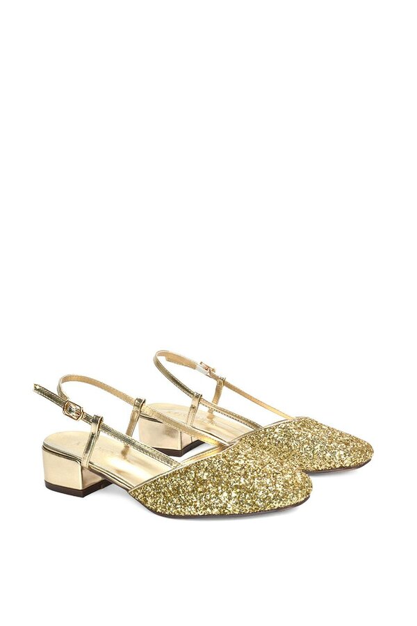 XY LONDON Slingback Court Shoes With Low Block Heel