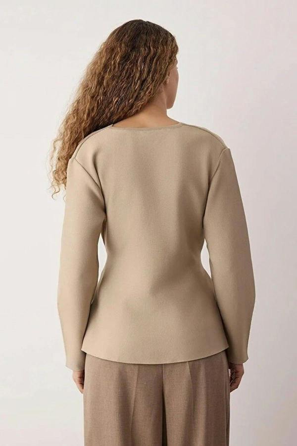 WOVCOR Double-Breasted Knit Cardigan with Tie Detail