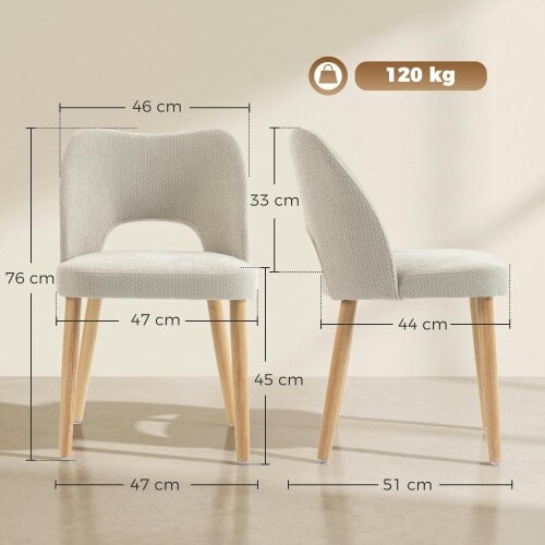 HOMCOM Dining Chairs Set of 2 Curved Open Back