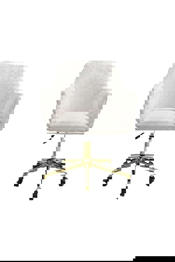 Living and Home Velvet Upholstered Home Office Swivel Chair Beige