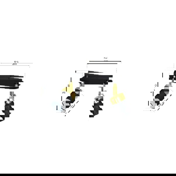 Milagro Joker Hand Made Ceiling Lamp In Matt Black With Luxurious Gold Detail Featuring 2 Minmalistic Slender Cylinder Shades