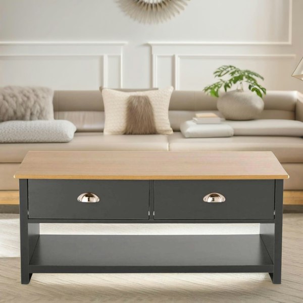 Rafaelo Mobilia Coffee Table With 2 Drawers Dark Grey