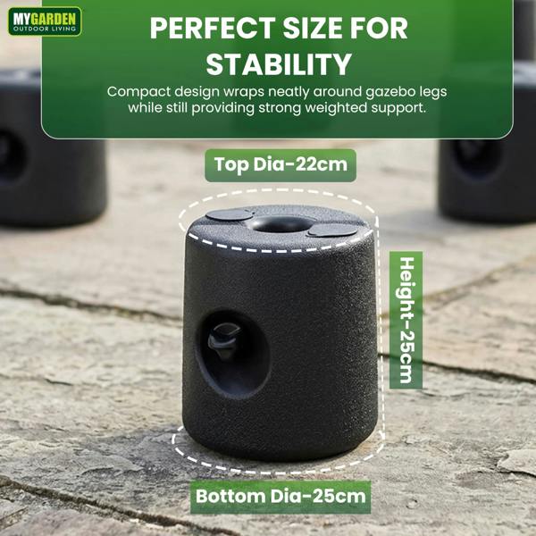 My Garden Outdoor Living My Garden Gazebo Weights 4 Pack - Fillable Marquee Leg Weights for 25mm Poles, Weather Resistant, Water or Sand Filled