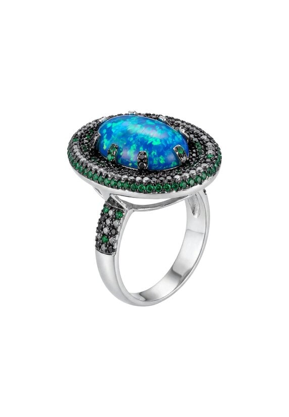 Latelita Serafina Blue Opal Cocktail Ring Silver