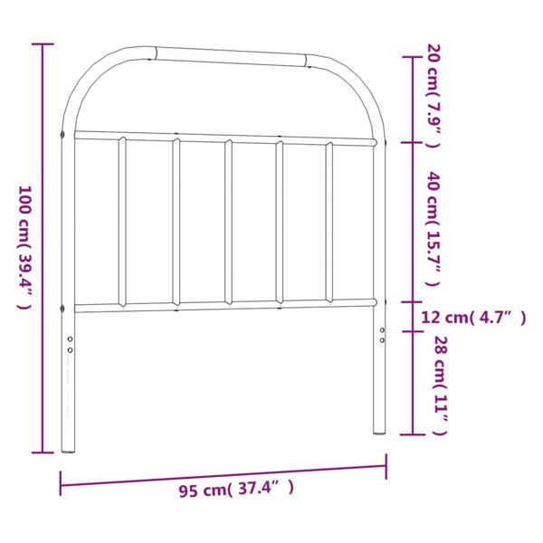 Berkfield Metal Headboard Black 90 cm