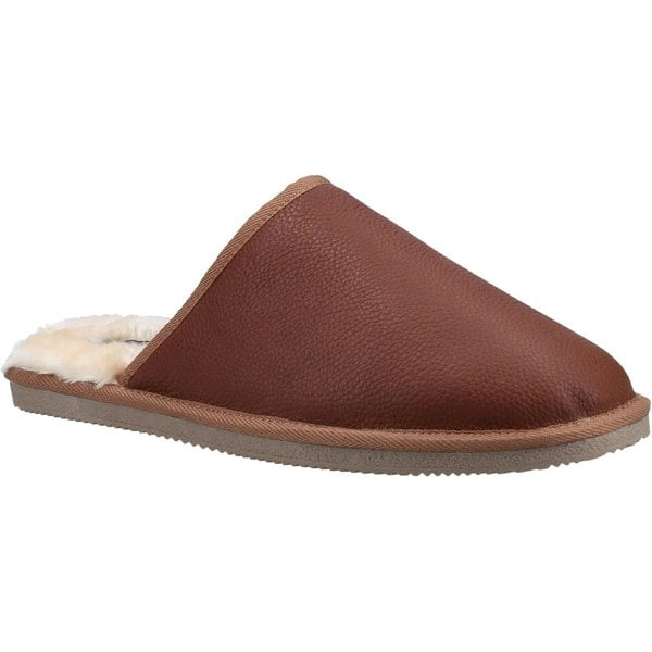 Hush Puppies Mens Coady Leather Slippers - Tan